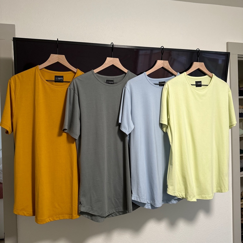 Cuts crew curve hem XL - 4 separate pieces / colors!